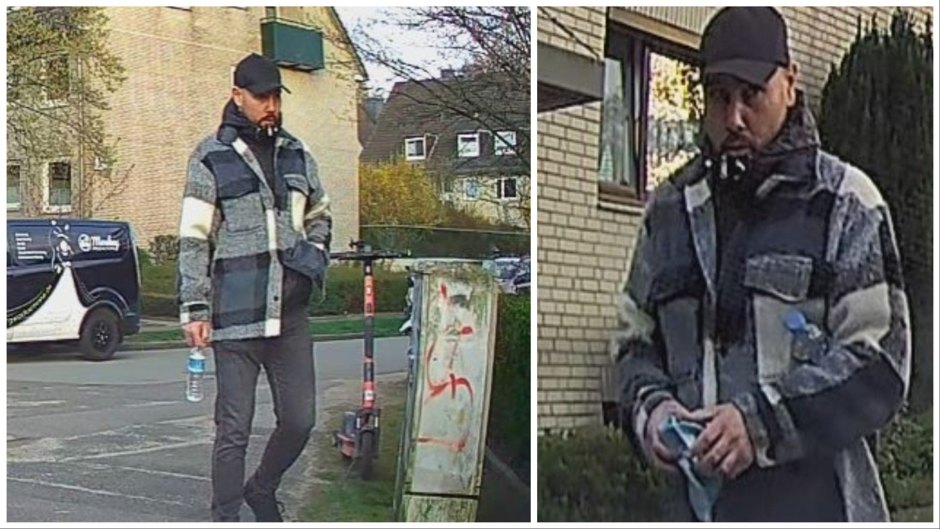 Zwei Fotos zeigen den Gesuchten: Vor seiner Tat wurde er mehrfach von einer Kamera erfasst. Zwei Fotos zeigen den Gesuchten: Vor seiner Tat wurde er mehrfach von einer Kamera erfasst.