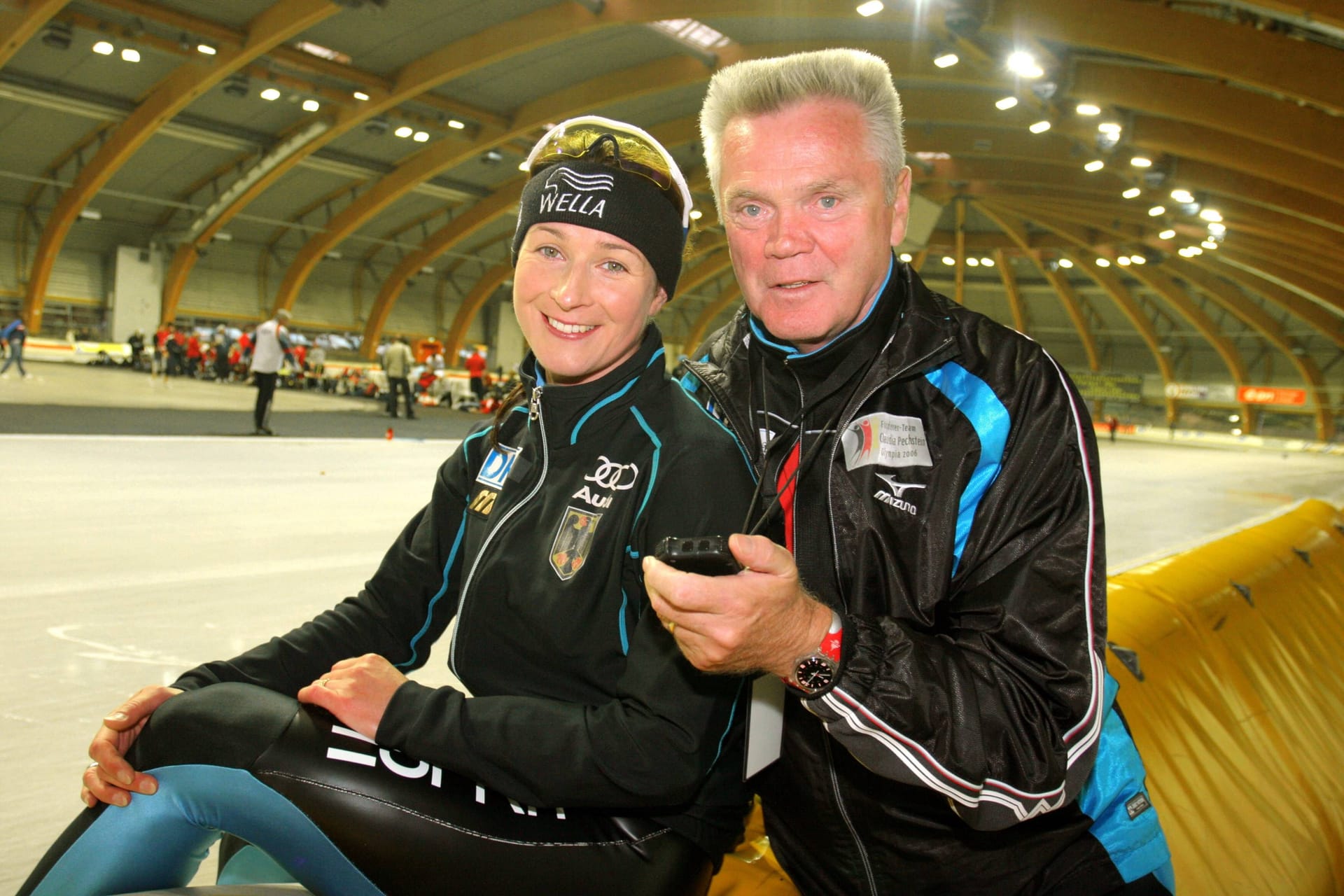 Claudia Pechstein (li.) und Trainer Joachim Franke: Letzterer ist nun gestorben.