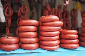 Sausage in turkish culture in a market