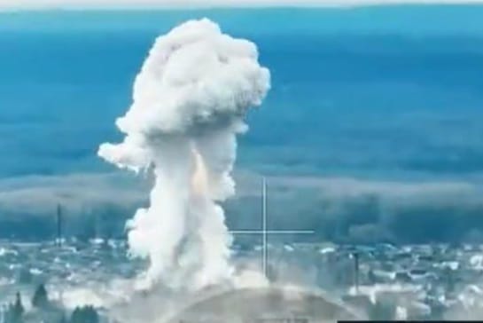 Videoaufnahmen sollen die Explosion einer Aerosolbombe in der Region Sumy zeigen.