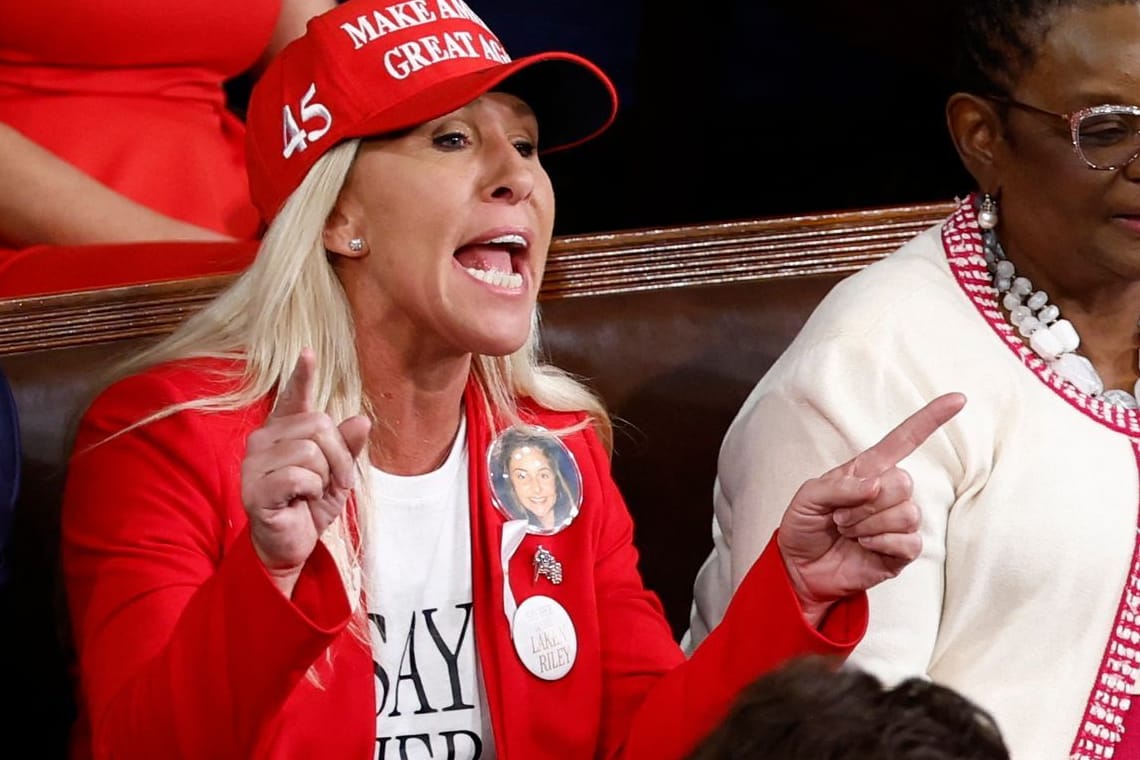 Die Republikanerin Marjorie Taylor Greene ruft bei der Rede von Joe Biden im Kongress dazwischen.