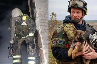 Der Nürnberger Feuerwehrmann Nils Thal in der Ukraine: Vier mal war er dort schon nach Ausbruch des Kriegs im Einsatz.