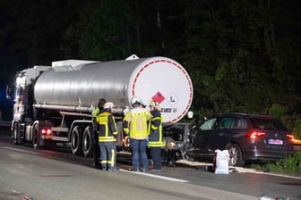 Unfallstelle bei Gladbeck: Die Autobahn musste stundenlang gesperrt werden.