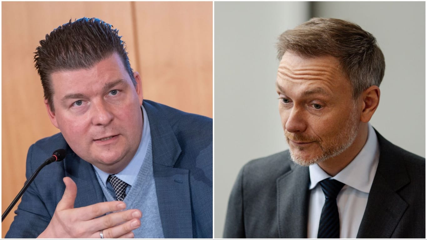 Andreas Dressel (l.) und Christian Lindler in einer Collage: Hamburgs Finanzsenator und der Bundesfinanzminister liefern sich auf X ein Hin und Her.
