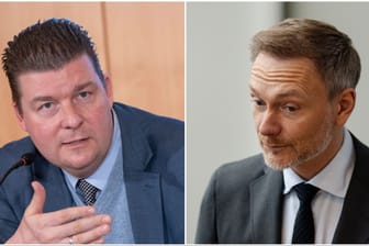 Andreas Dressel (l.) und Christian Lindler in einer Collage: Hamburgs Finanzsenator und der Bundesfinanzminister liefern sich auf X ein Hin und Her.