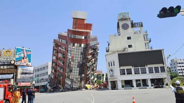 In Hulian (Taiwan) wurden Gebäude durch das Erdbeben schwer beschädigt.