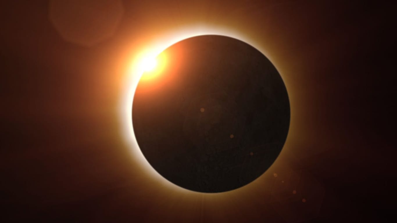 Eine Sonnenfinsternis: Erstmals wird eine totale Sonnenfinsternis weltweit live in 360 Grad im Zeiss-Großplanetarium übertragen.