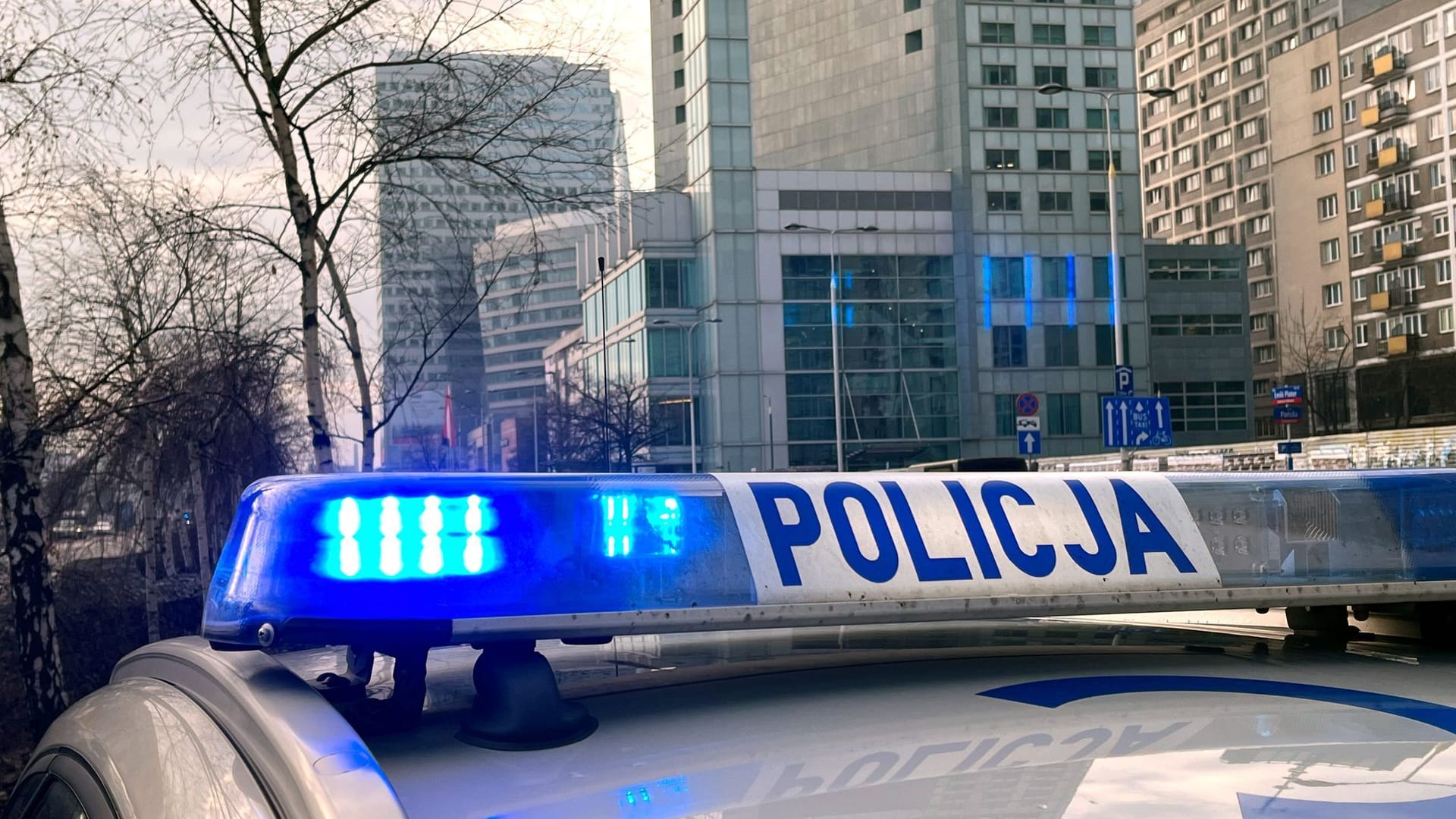 Streifenwagen der polnischen Polizei Streifenwagen der polnischen Polizei