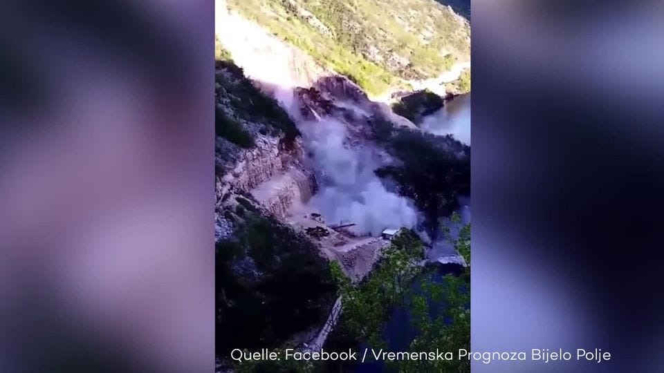 Sprengung löst gigantische Stein-Lawine aus | Bosnien-Herzegowina