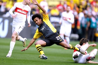 Karim Adeyemi im Spiel gegen Stuttgart: Der BVB-Spieler ist trotz Niederlage mit seiner Leistung zufrieden.