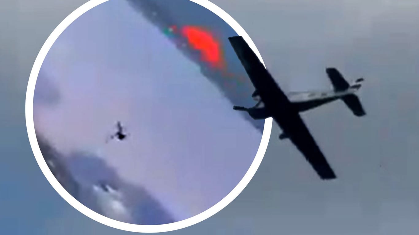 Ein ukrainischer Schulungsflieger hat offenbar eine russische Drohne getroffen.