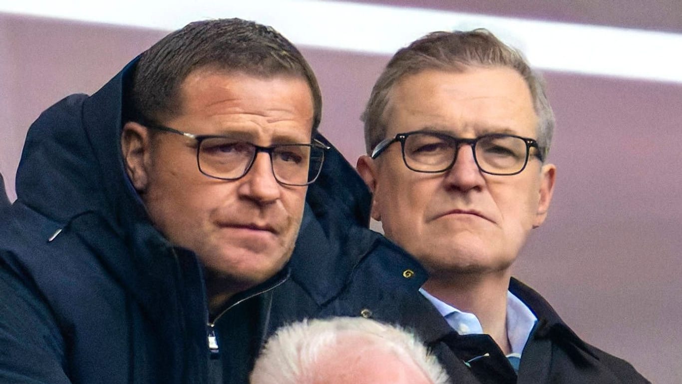Max Eberl (l.) und Jan-Christian Dreesen: Die beiden Bayern-Bosse wollen zeitnah einen Trainer präsentieren.