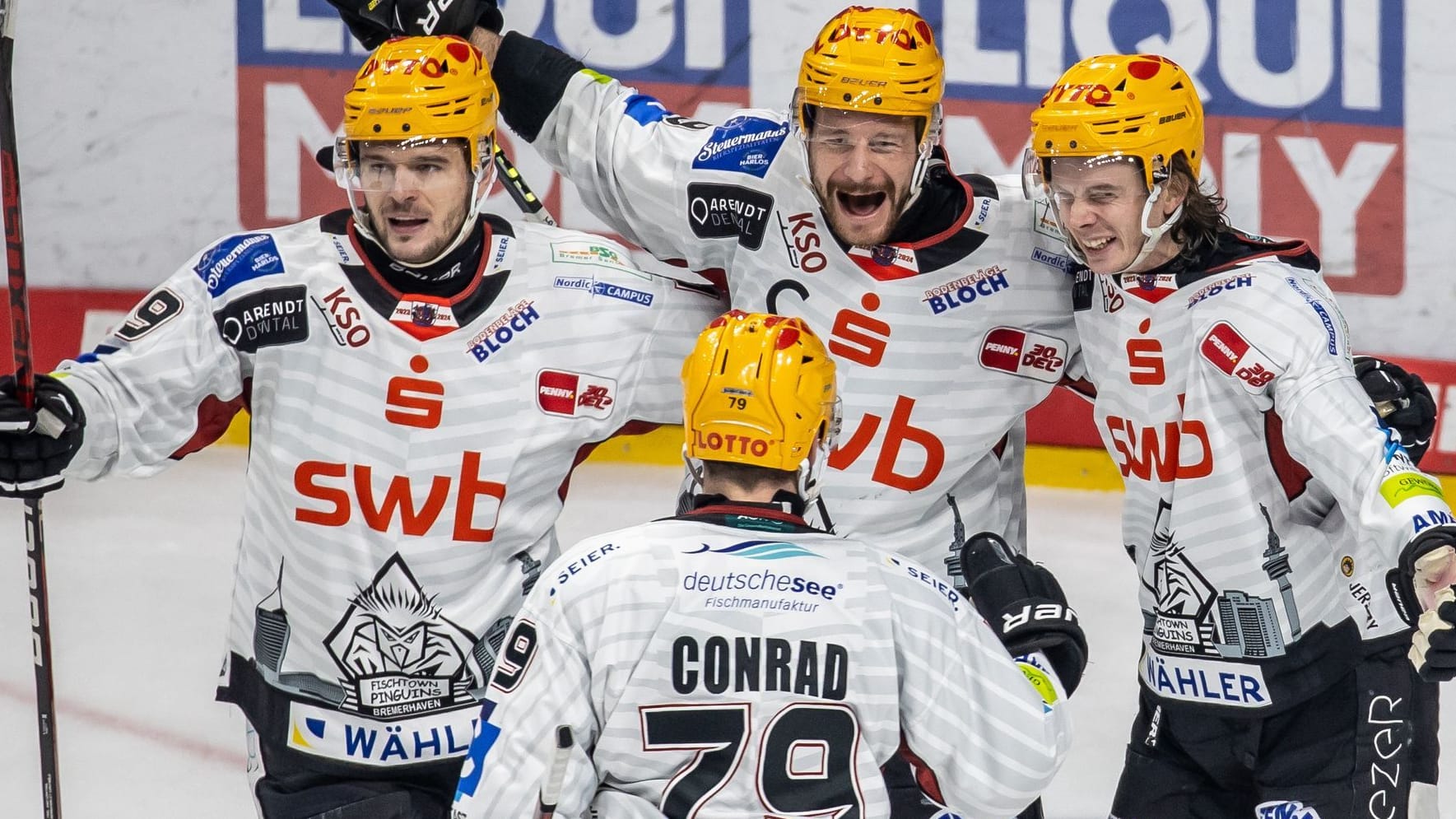 Im Finale: Jubel bei den Fischtown Pinguins aus Bremerhaven.