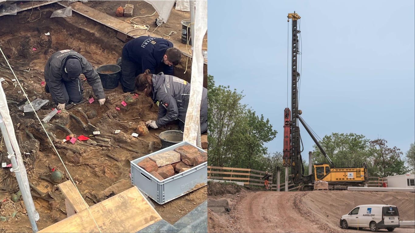 Archäologen graben auf dem Grundstück in St. Johannis: Parallel dazu haben nun auch die Bauarbeiten begonnen.