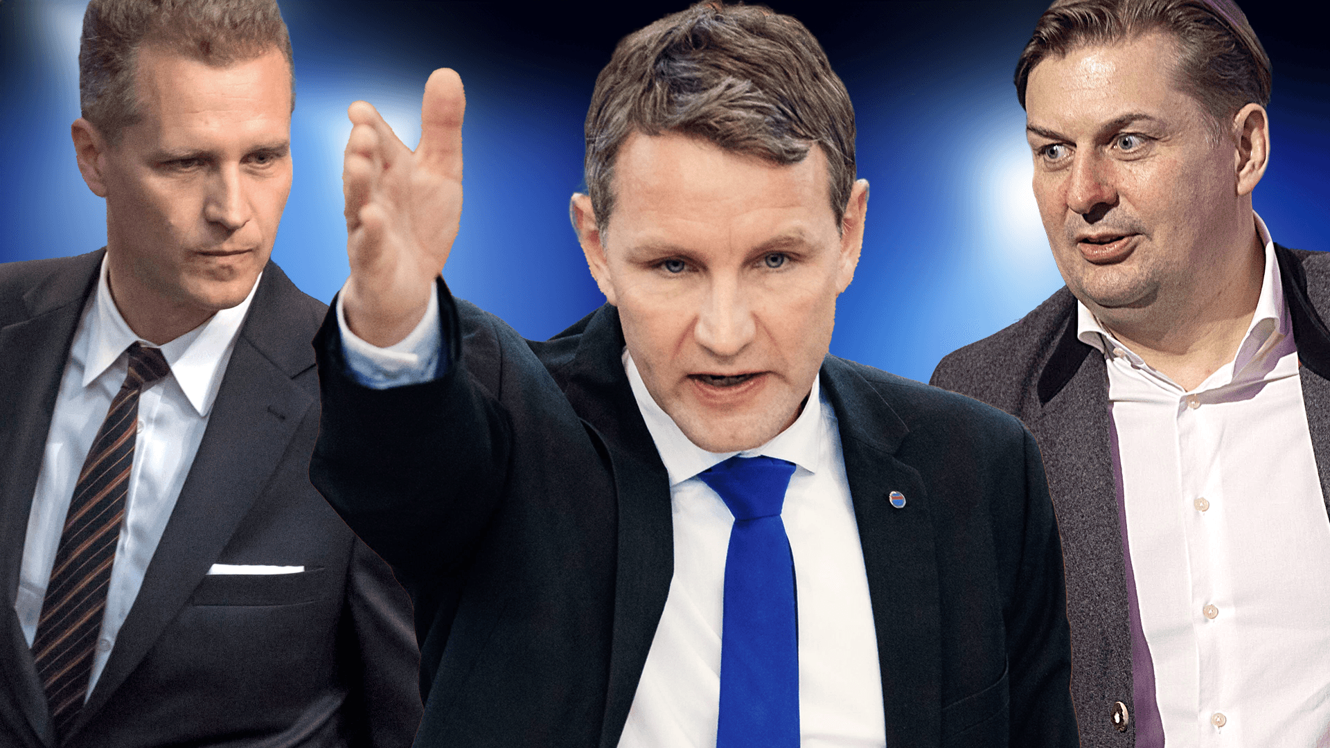 Von links nach rechts: Petr Bystron, Björn Höcke, Maximilian Krah.