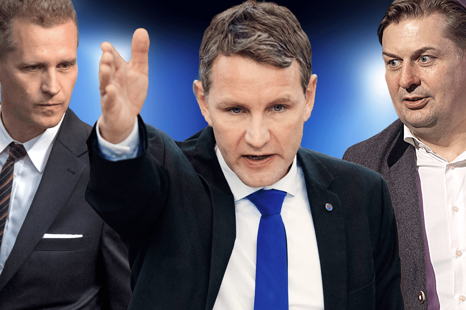 Von links nach rechts: Petr Bystron, Björn Höcke, Maximilian Krah.