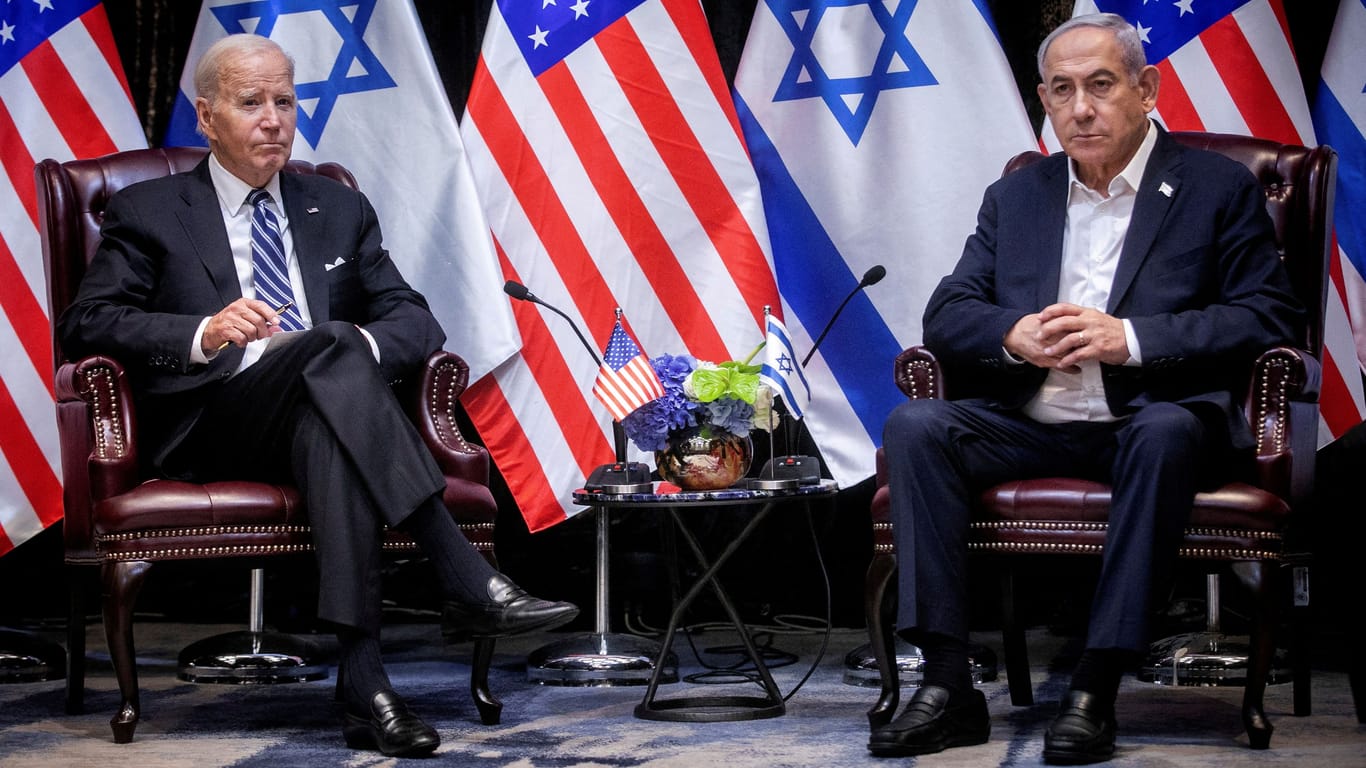 US-Präsident Joe Biden und Israels Premierminister Benjamin Netanjahu in Tel Aviv: Unterschiedliche Vorstellungen von Konfliktlösung (Archivbild).