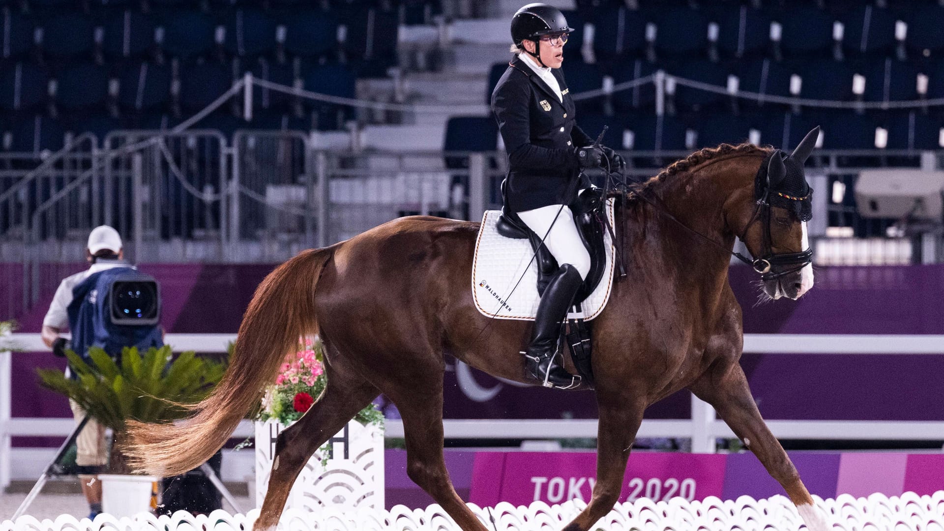 Heidemarie Dresing auf La Boum bei den Paralympics 2021: Turnierpferde wie La Boum müssen nicht mehr gegen Herpes geimpft sein.