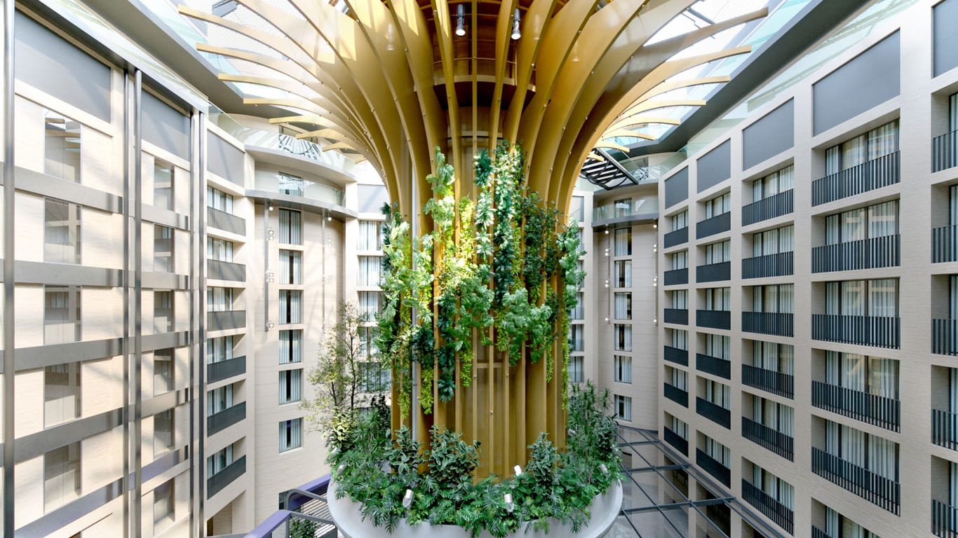 Pflanzen statt Fische: In der Hotellobby soll ein "Living Tree" entstehen.