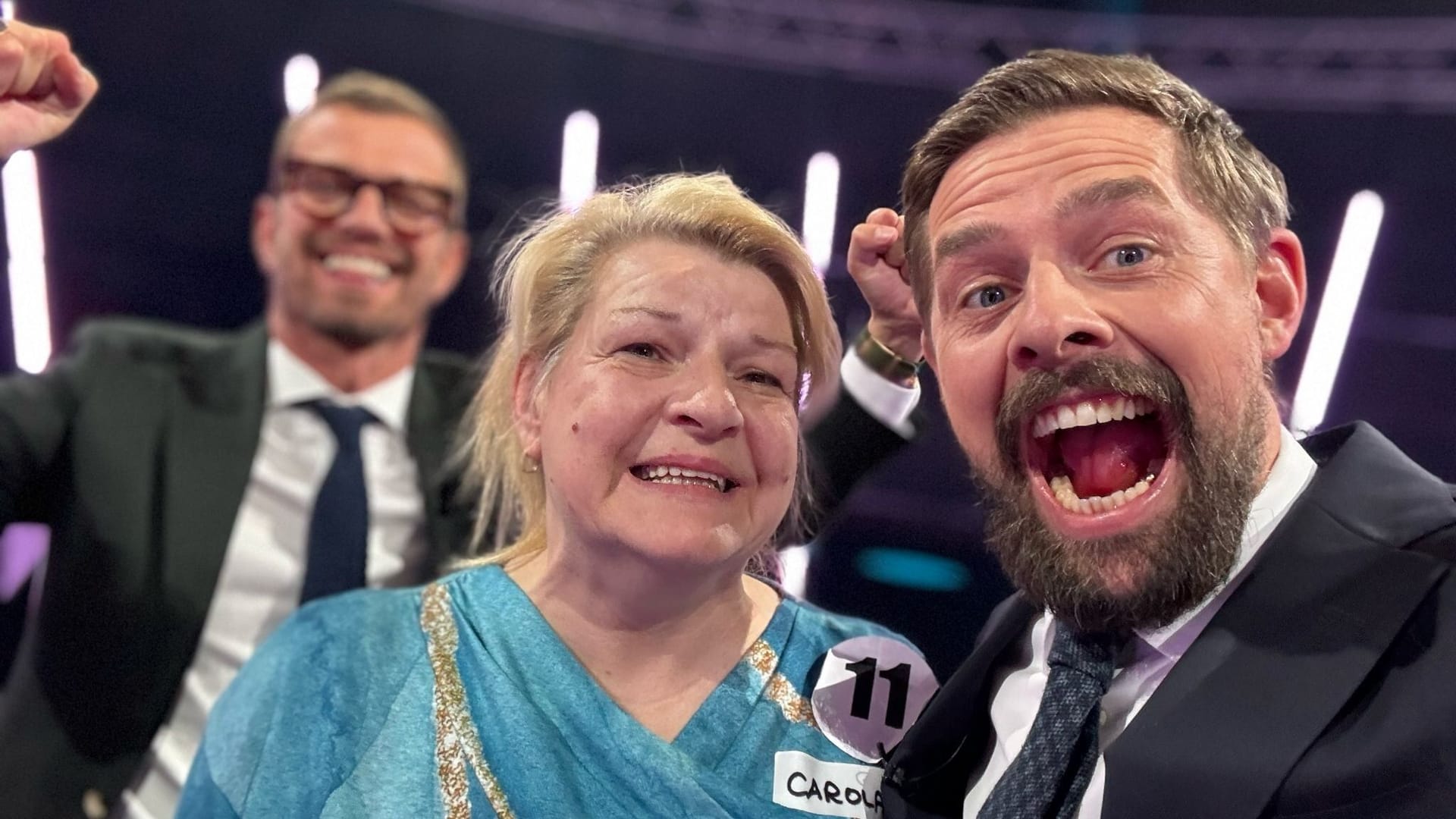 Joko Winterscheidt, Quizshow-Kandidatin Carola und Klaas Heufer-Umlauf: "Ein sehr gutes Quiz mit hoher Gewinnsumme" wird bei ProSieben fortgeführt.