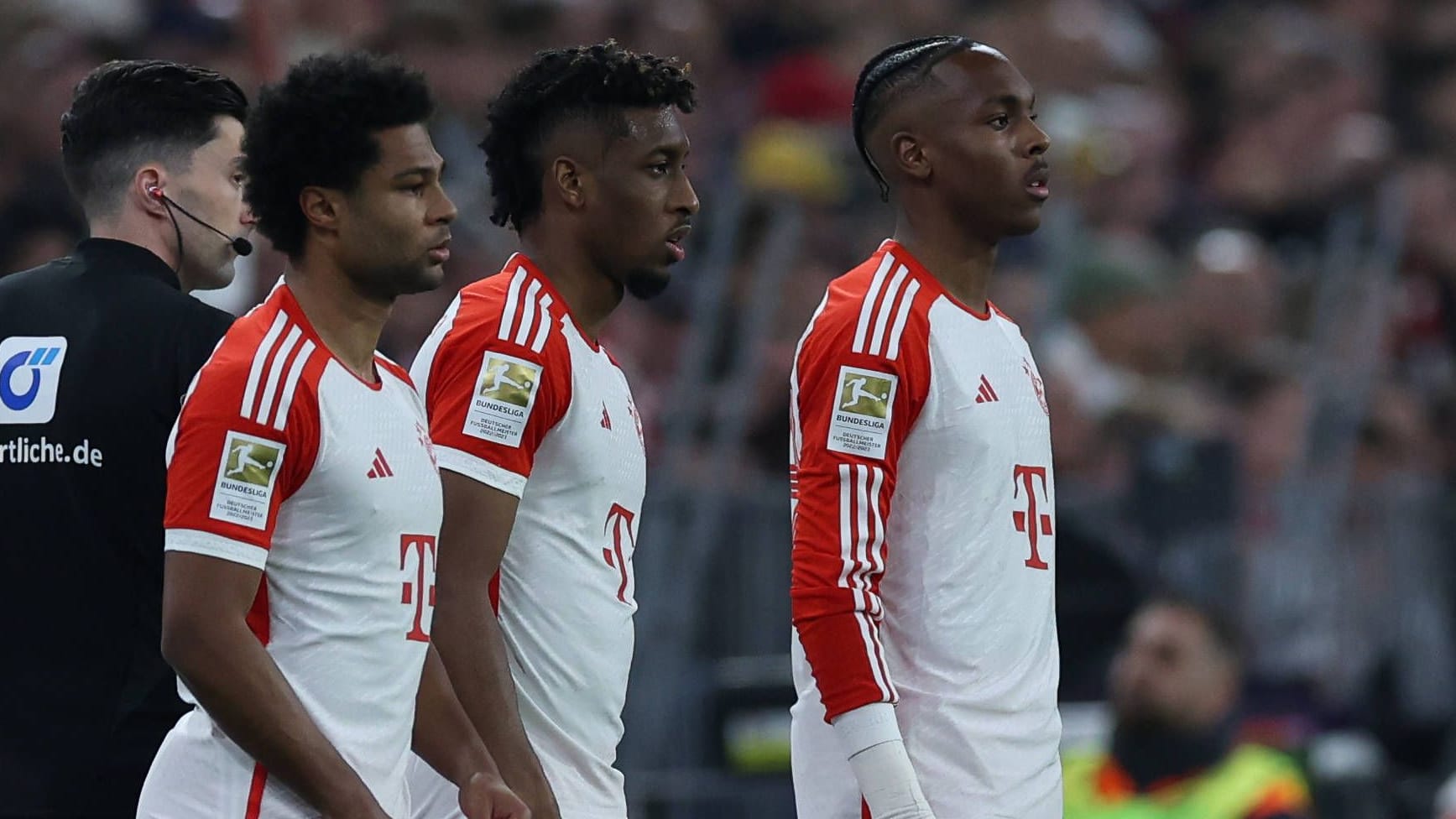 Serge Gnabry, Kingsley Coman und Mathys Tel (v. l. n. r.): Zwei von ihnen fallen aktuell verletzungsbedingt aus.