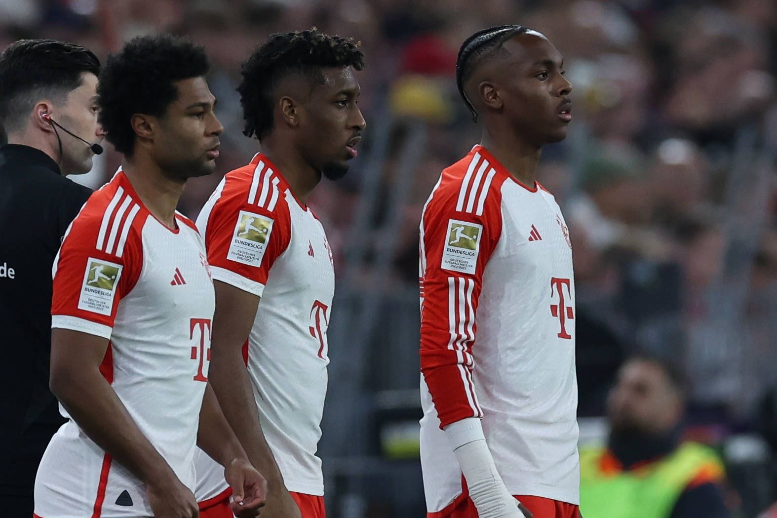 Serge Gnabry, Kingsley Coman und Mathys Tel (v. l. n. r.): Zwei von ihnen fallen aktuell verletzungsbedingt aus.