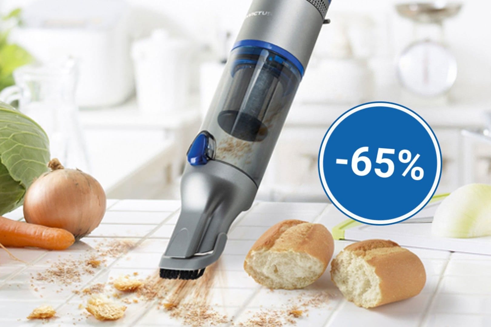 Angebot bei Aldi: Der Akku-Handstaubsauger von Genius Invictus ist ideal für Krümel, Staub und Co.