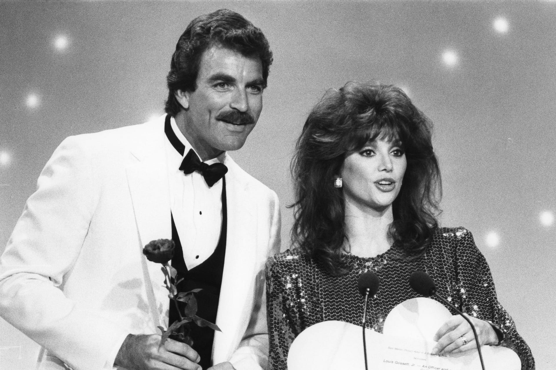 Tom Selleck und Victoria Principal bei den Golden Globes 1983.