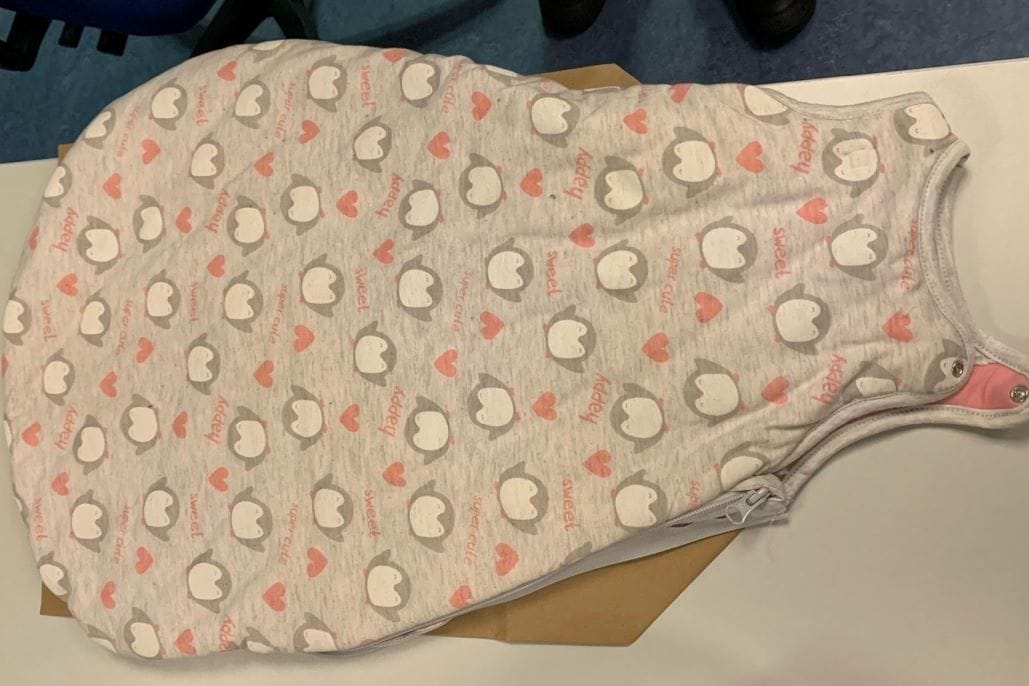 In diesem Schlafsack wurde ein Baby in Langenhorn ausgesetzt: Die Polizei sucht nun öffentlich nach Hinweisen.