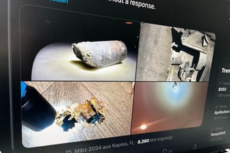 Post auf der Plattform X: Die Bilder sollen das Weltraumschrott-Teil und die Schäden an einem Wohnhaus zeigen, die der Müll angerichtet hat.