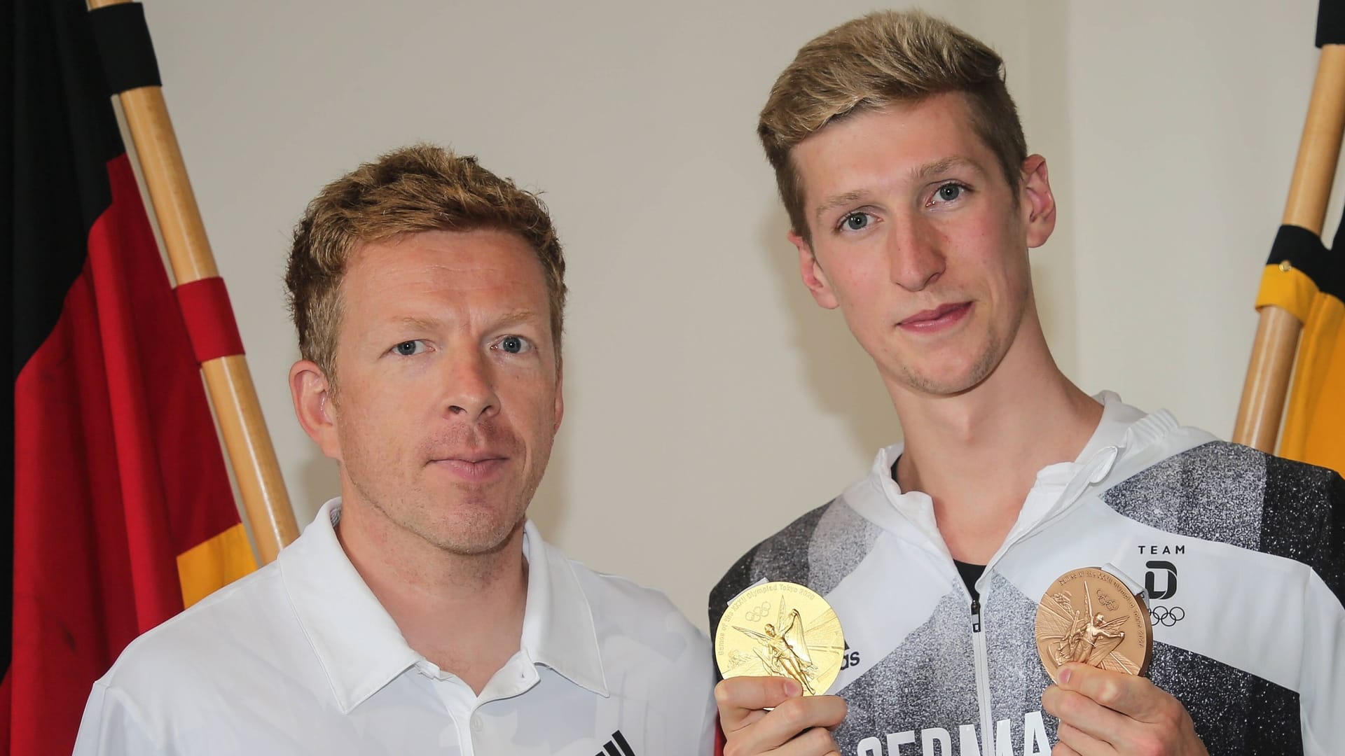 Bernd Berkhahn (l.) und Florian Wellbrock: Der Bundestrainer und der Schwimmer haben in diesem Jahr ihr 10-jähriges Coaching-Jubiläum.