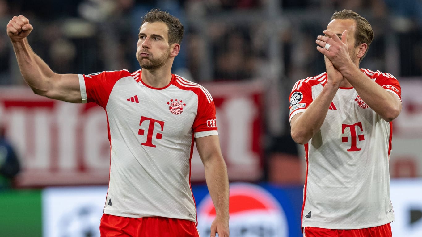 Leon Goretzka (links) und Harry Kane jubeln: Gegen den FC Arsenal zeigten viele Bayern-Stars eine gute Leistung.