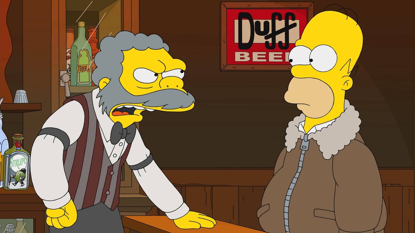 Homer Simpson in der Stammkneipe von Larry: "Moe's"