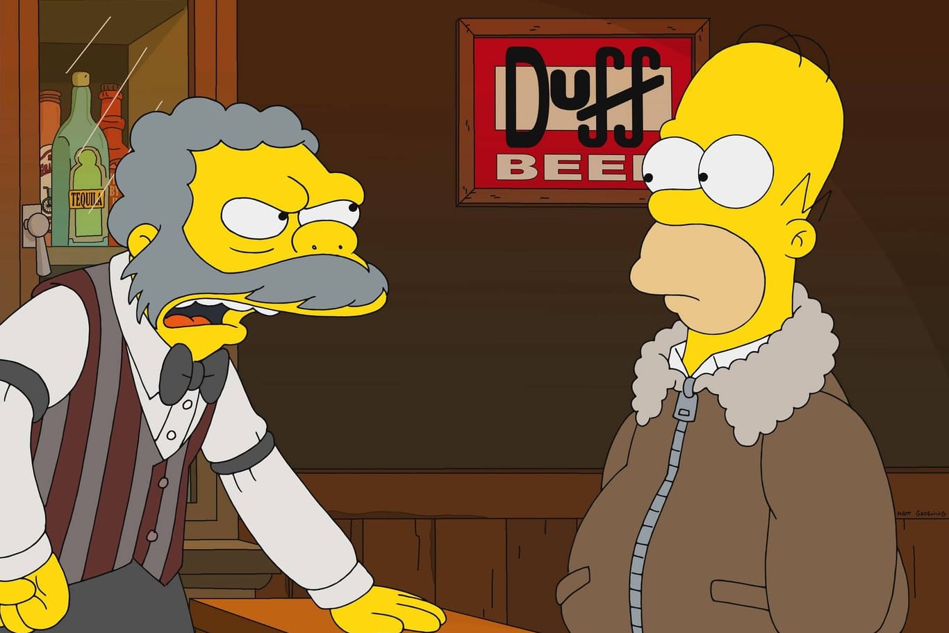 Homer Simpson in der Stammkneipe von Larry: "Moe's"