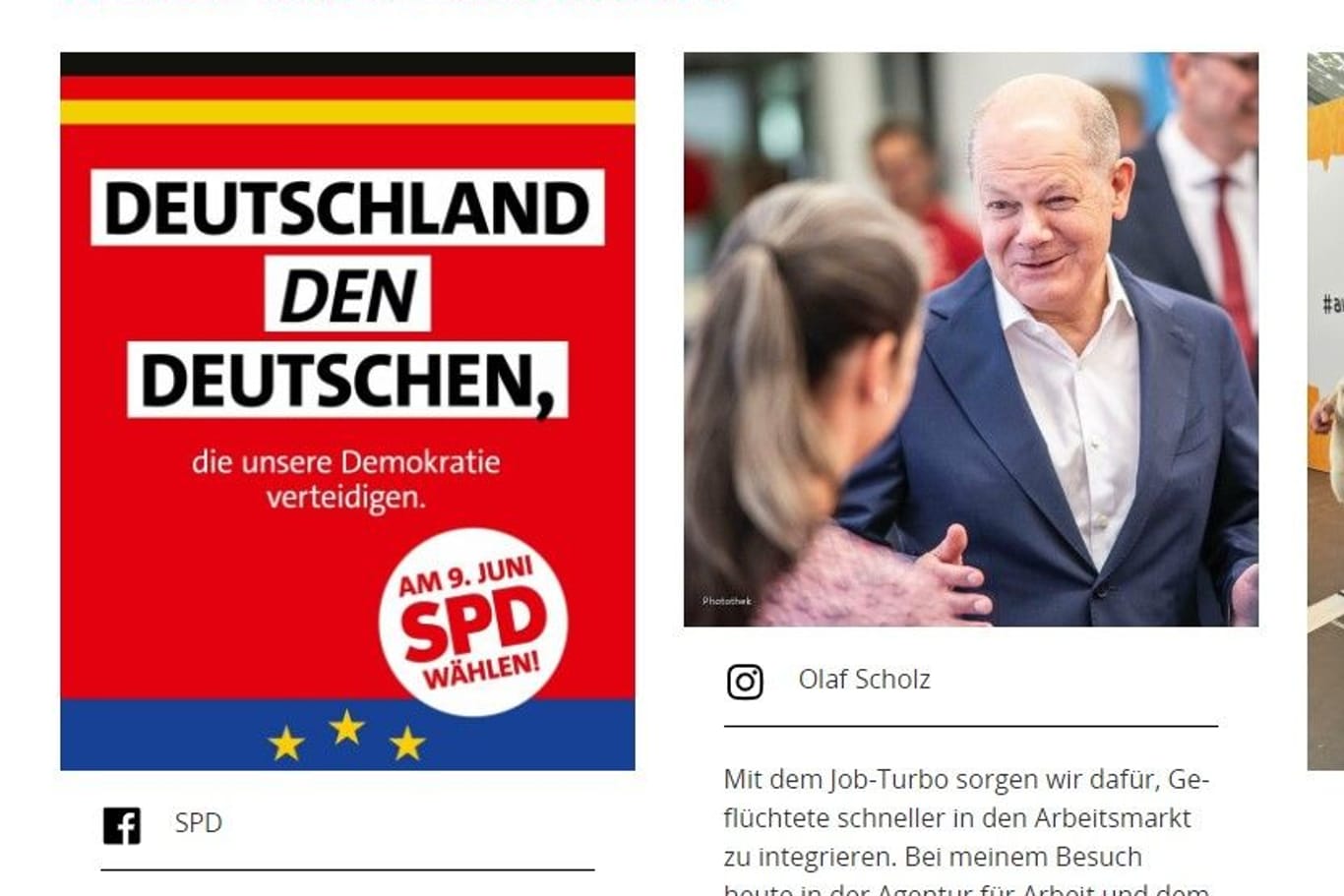 Die Website der SPD: In den sozialen Medien war der Beitrag schnell gelöscht.