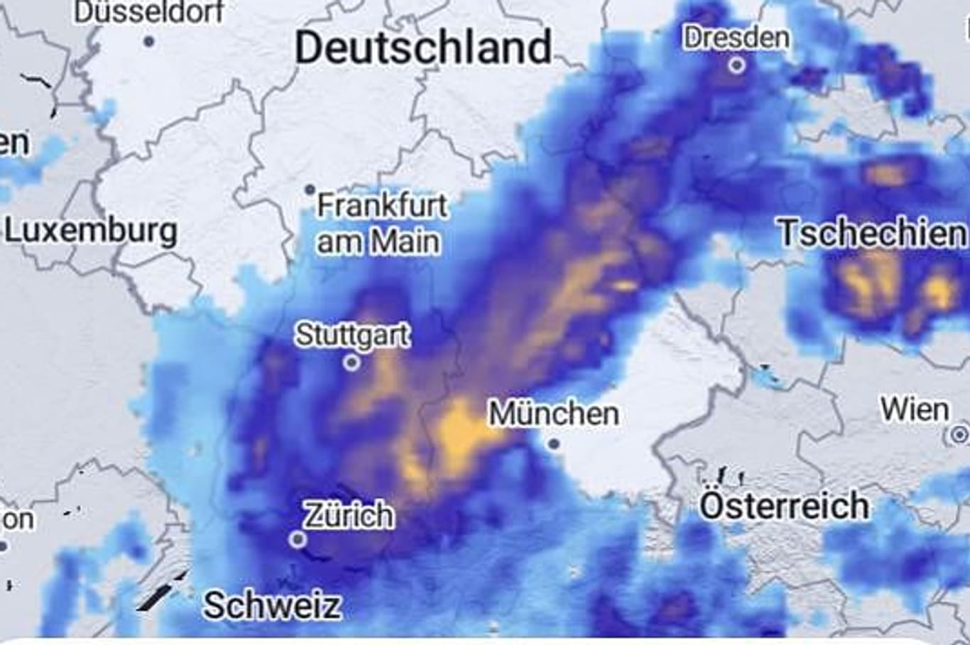 Das t-online Niederschlagsradar: Auch hier werden für Baden-Württemberg starke Regenfälle prognostiziert.