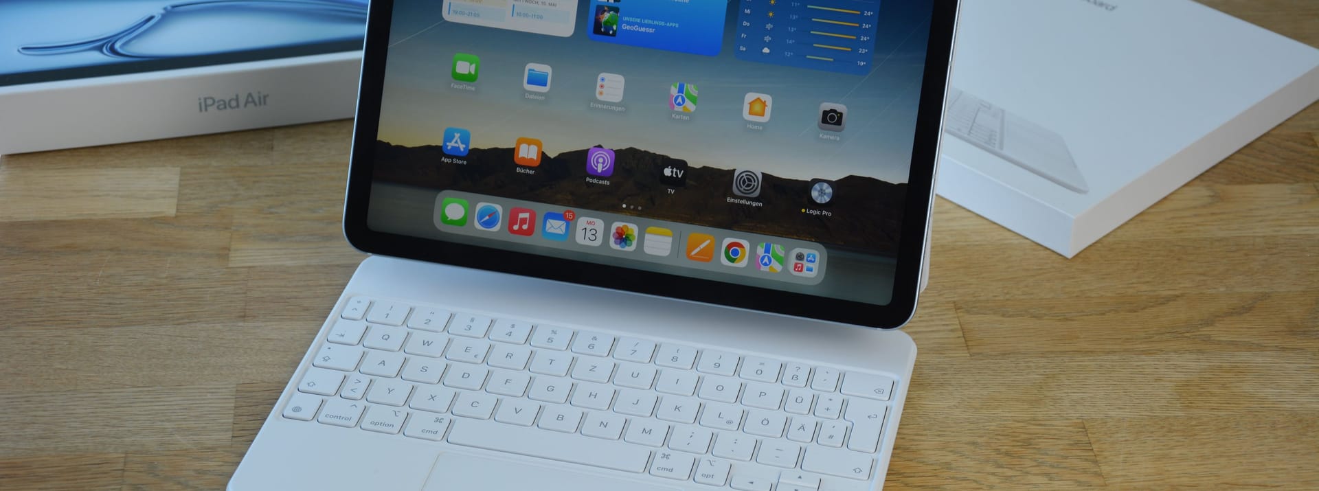 Mit der Tastaturhülle wird das iPad zum Laptop.