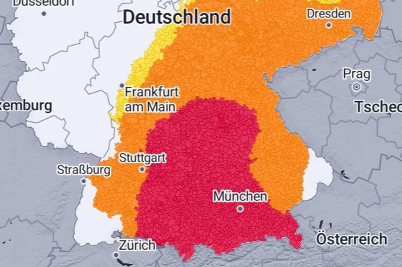 Unwetterwarnungen in Süddeutschland: Vor allem Baden-Württemberg und Bayern sind derzeit betroffen.