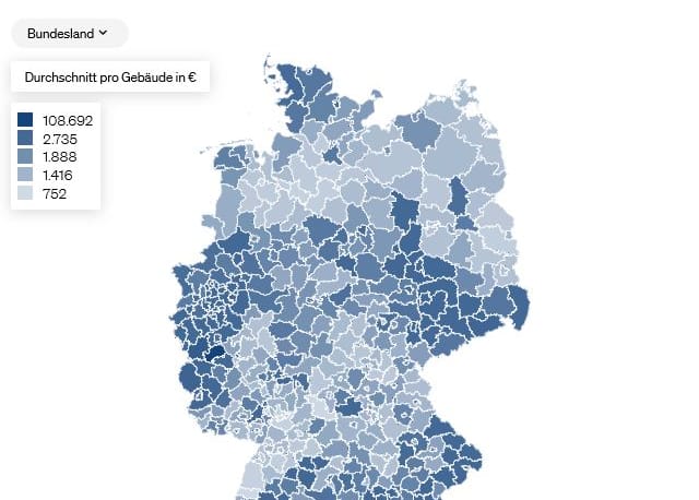 Deutschlandkarte Langzeitbilanz Naturgefahren