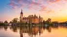 Schwerin Castle at sunset