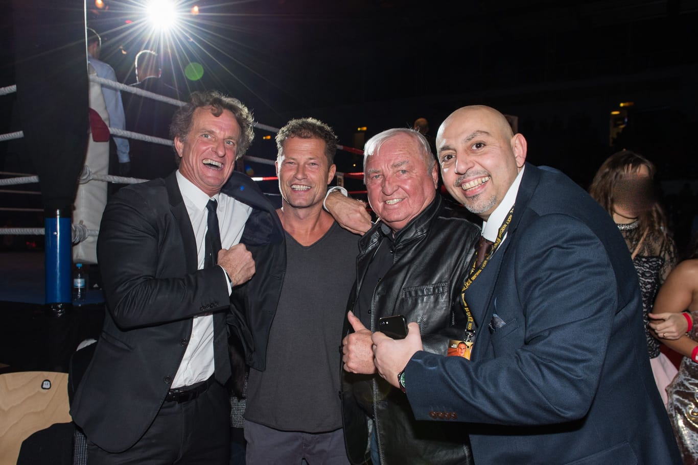 Thomas Puetz, Till Schweiger, Ulli Wegner, Ramin Seyed bei der Boxveranstaltung "Night of the Champions".
