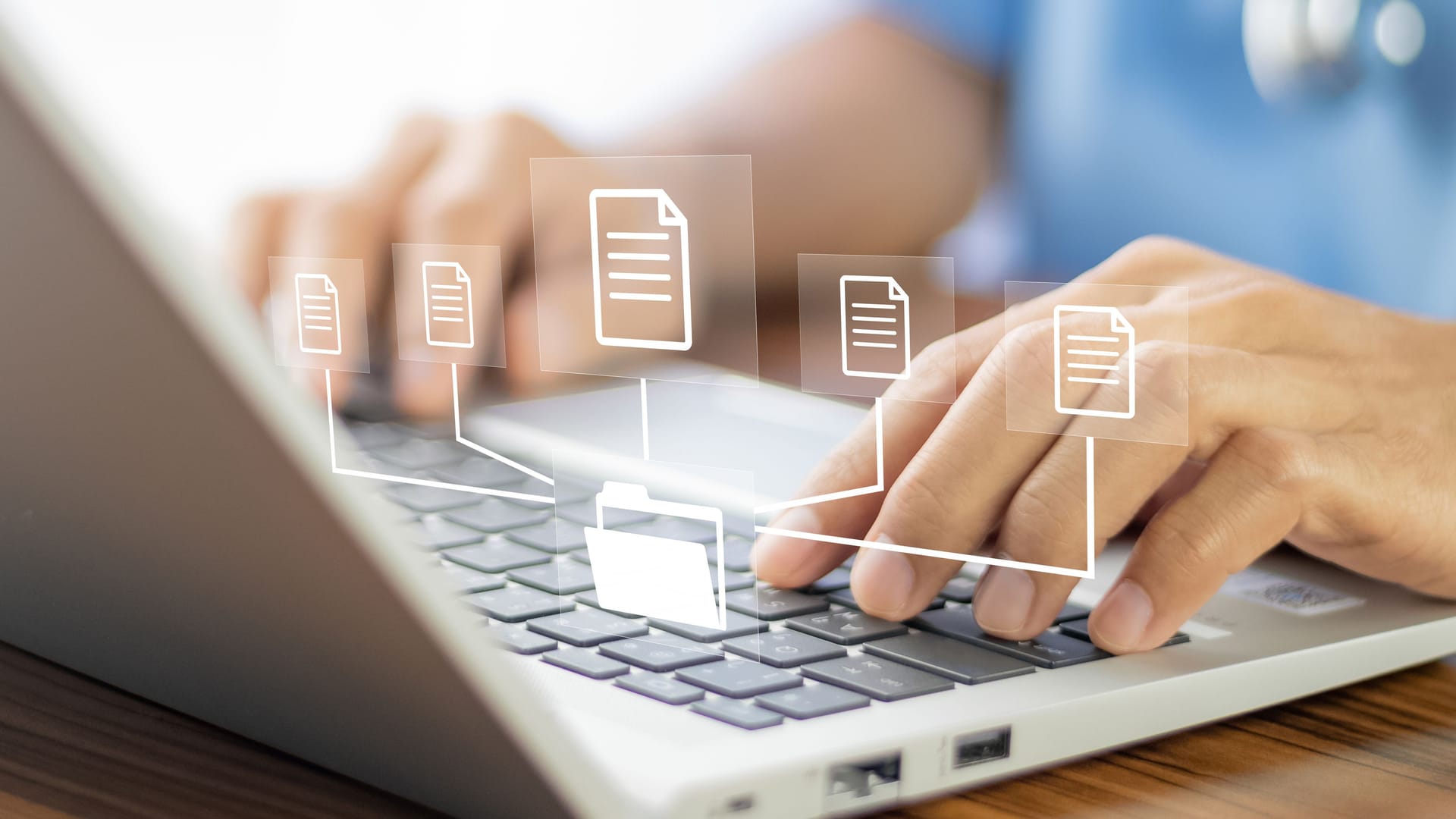 document Management System DMS Folder, File data management or data transfer backup technology.