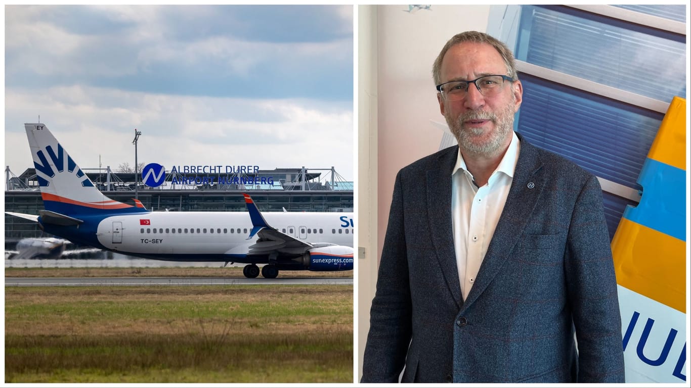 Flughafengeschäftsführer Dr. Michael Hupe hat bei einer Pressekonferenz Bilanz für das Jahr 2023 gezogen: 2024 hofft er auf mehr als vier Millionen Passagiere am Nürnberger Airport.