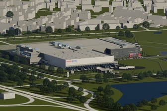 Entwurf des geplanten Werks in Neuss-Holzheim: 300 Millionen Euro soll der Bau kosten.