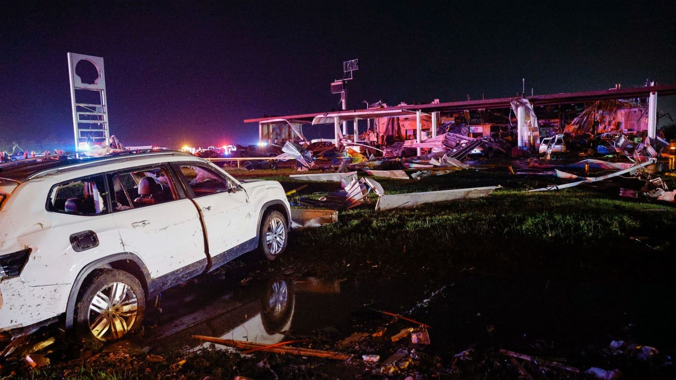 In der Nacht wütete ein Sturm über den US-Bundesstaaten Texas und Oklahoma und hinterließ eine Spur der Verwüstung.