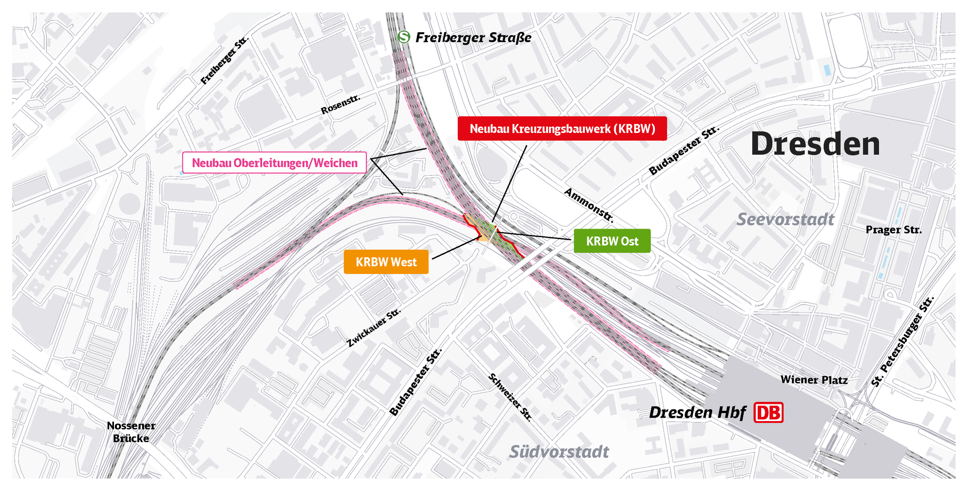 Das neue Kreuzungsbauwerk soll die Züge in Dresden schneller machen.