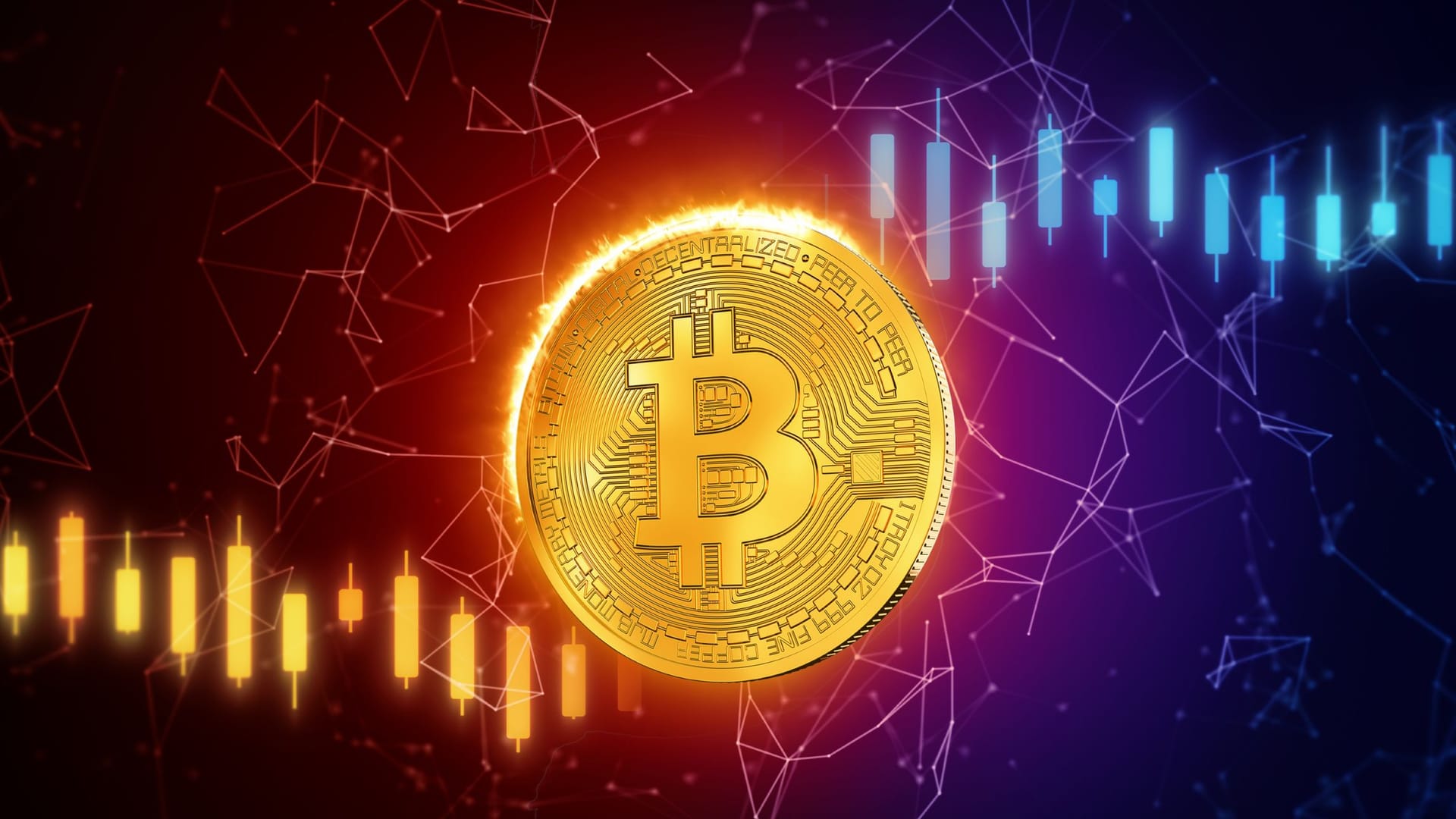 Bitcoin mit feurigem Rand