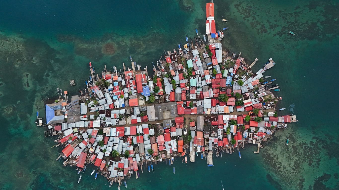 Die Insel Gardi Sugdub vor Panamas Küste: Wegen der Klimakrise müssen die Inselbewohner wegziehen.