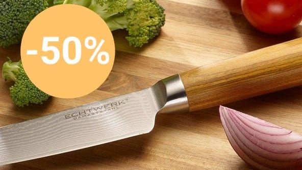 Im Aldi-Onlineshop ist heute ein 5-teiliges Damaszener-Messer-Set von Echtwerk um fast 50 Prozent reduziert.