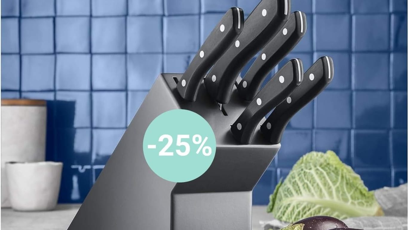 Küchen-Angebote des Tages: Amazon reduziert 7-teiligen Messerblock von WMF samt Messerset auf unter 80 Euro.